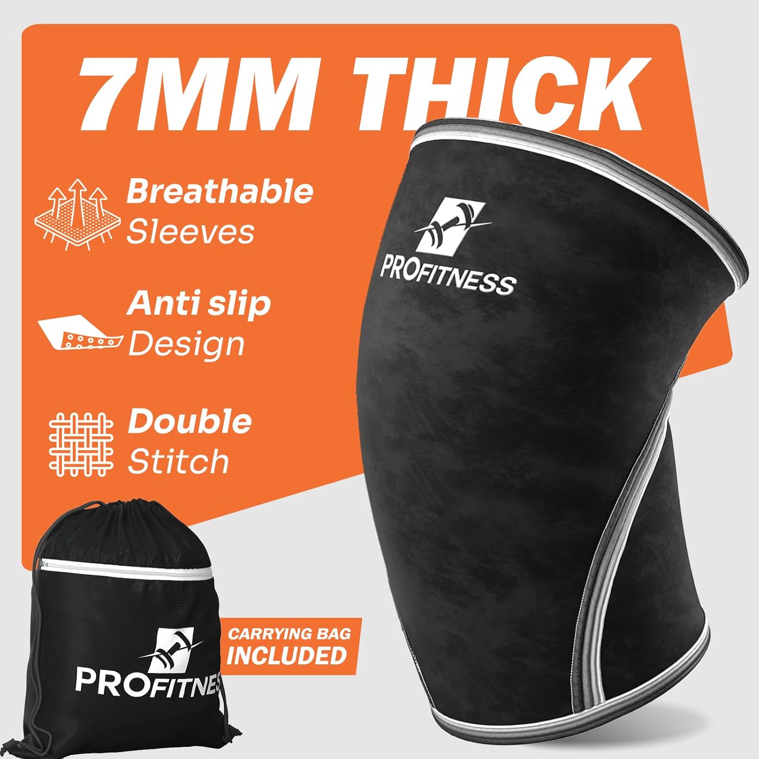 Weight Lifting Knee Sleeves (7mm Thick)